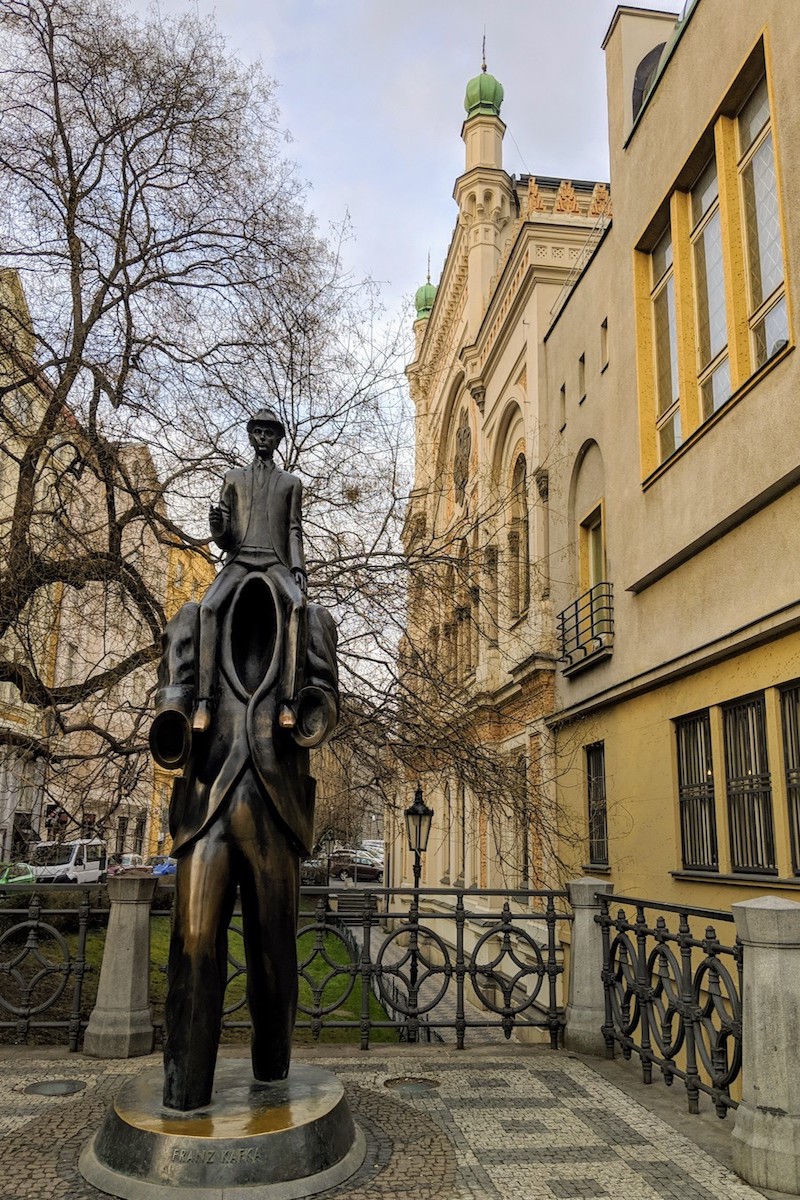 Franz Kafka statue in Prague