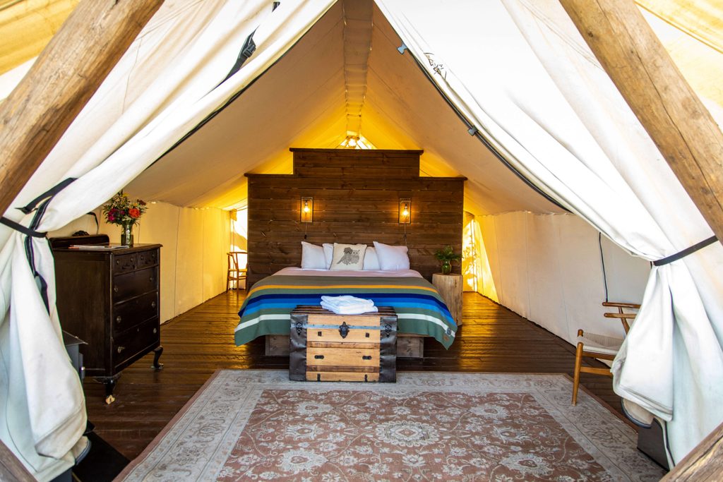 glamping tent at Conestoga ranch